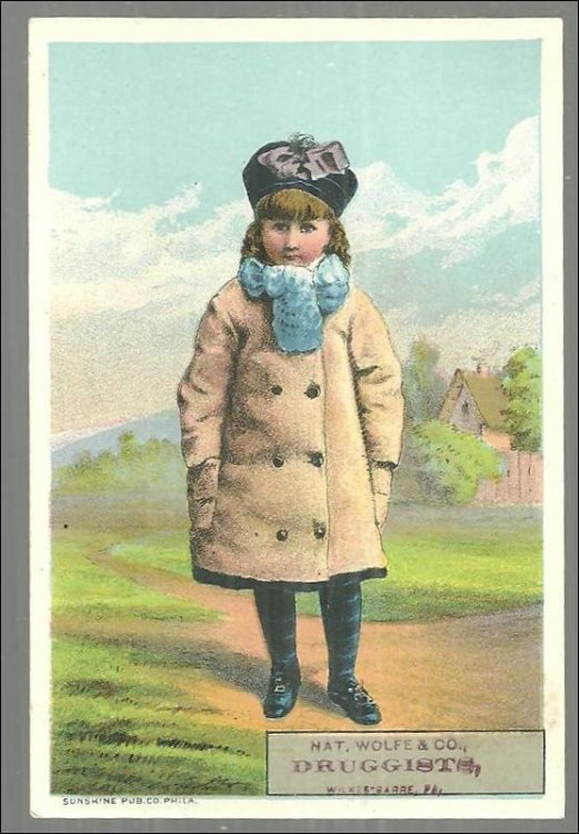 VICTORIAN TRADE CARD FOR NAT. WOLFE & CO., DRUGGISTS WITH LITTLE GIRL