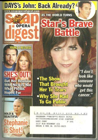 SOAP OPERA DIGEST NOVEMBER 27, 2007