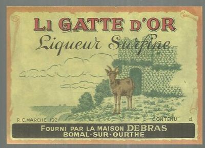 VINTAGE LABEL FOR LI GATTE D'OR LIQUEUR SURFINE
