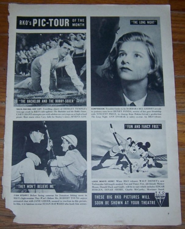 1947 RKO'S PIC-TOUR OF THE MONTH MAGAZINE ADVERTISEMENT