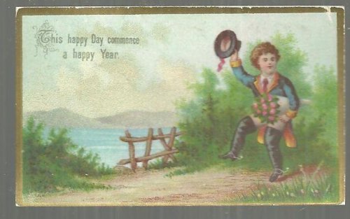 VICTORIAN CARD FOR A HAPPY YEAR WITH LITTLE BOY