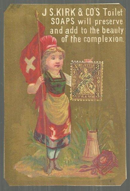 VICTORIAN TRADE CARD FOR J S KIRK TOILET SOAPS