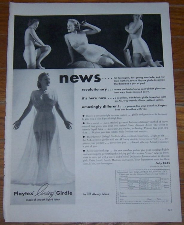 1947 PLAYTEX LIVING GIRDLE MAGAZINE ADVERTISMENT