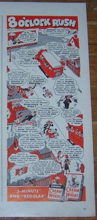 1941 8 O'CLOCK RUSH CREAM OF WHEAT MAGAZINE COLOR ADVERTISEMENT