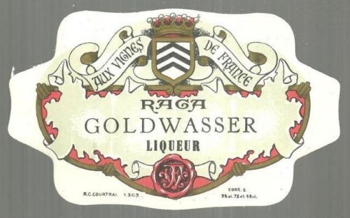 VINTAGE LABEL FOR RAGA GOLDWASSER LIQUEUR
