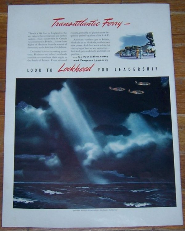 1941 LOCKHEED AIRCRAFT LIFE MAGAZINE COLOR ADVERTISMENT