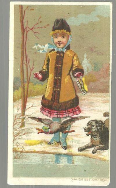 VICTORIAN TRADE CARD WITH LOVELY GIRL GOING ICE SKATING