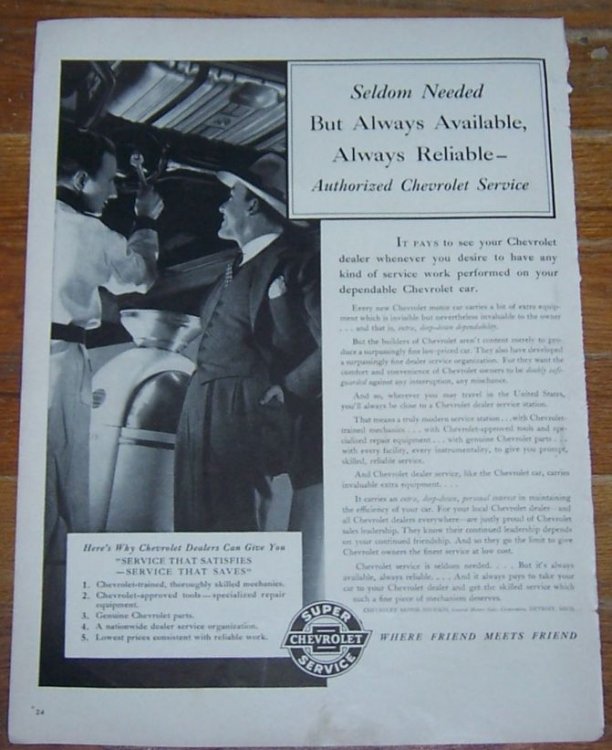 1941 AUTHORIZED CHEVROLET SERVICE LIFE MAGAZINE ADVERTISMENT