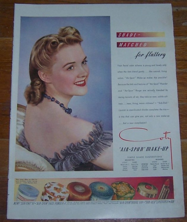 1941 AIR-SPUN MAKE-UP LIFE MAGAZINE COLOR ADVERTISMENT