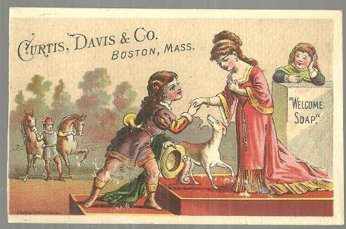 VICTORIAN TRADE CARD FOR WELCOME SOAP WITH COURTING COUPLE