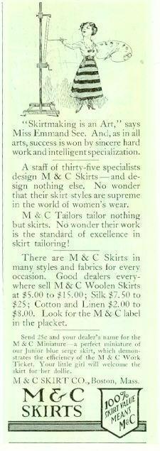 1916 LADIES HOME JOURNAL M & C SKIRTS MAGAZINE ADVERTISEMENT