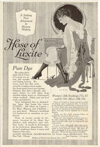 1916 LADIES HOME JOURNAL HOSE OF LUXITE, SILK STOCKINGS MAGAZINE ADVERTISEMENT