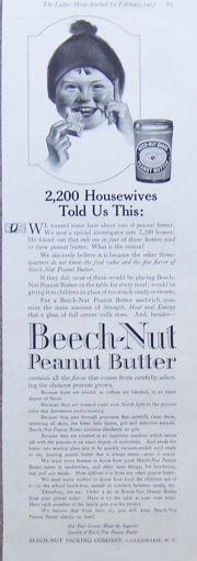 1917 LADIES HOME JOURNAL BEECH-NUT PEANUT BUTTER MAGAZINE ADVERTISEMENT