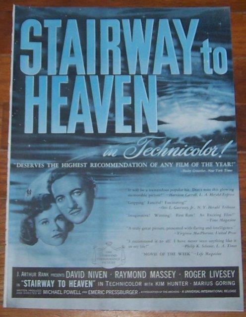 1947 STAIRWAY TO HEAVEN MOVIE MAGAZINE ADVERTISEMENT