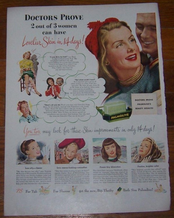 1947 PALMOLIVE SOAP LIFE MAGAZINE ADVERTISEMENT