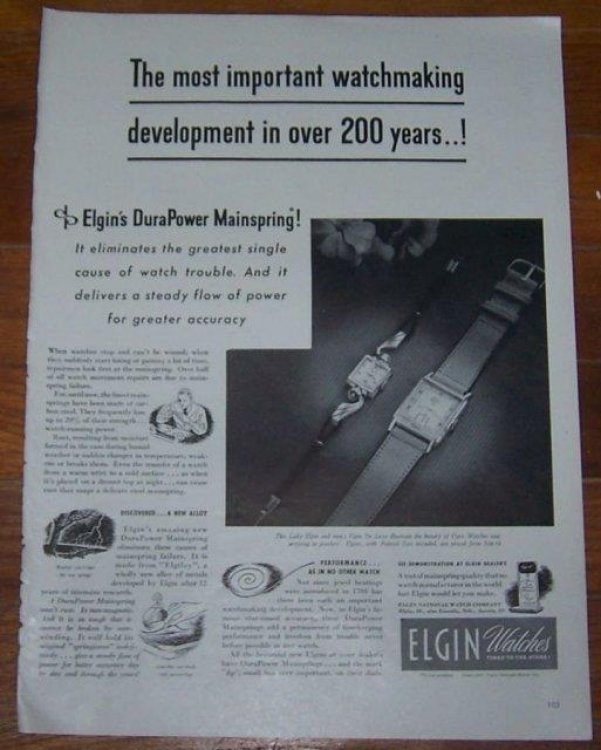 1947 ELGIN WATCHES LIFE MAGAZINE ADVERTISEMENT