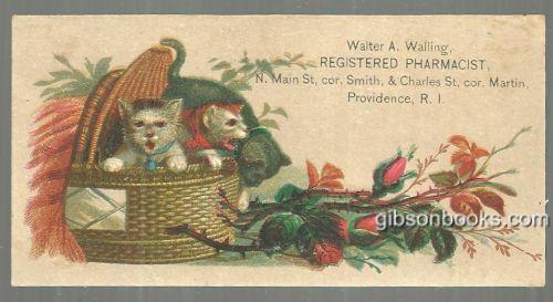 VICTORIAN TRADE CARD FOR WALTER A. WALLING, REGISTERED PHARMACIST, PROVIDENCE, RHODE ISLAND