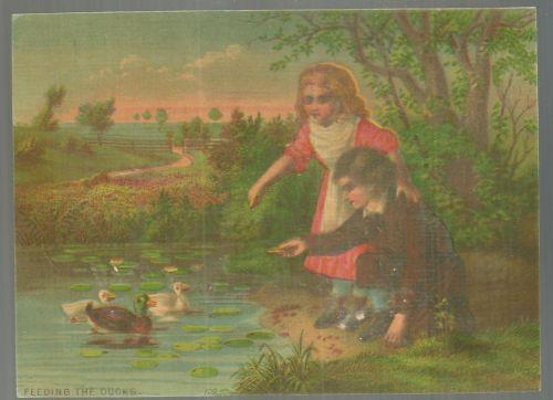 VICTORIAN PRINT FEEDING THE DUCKS