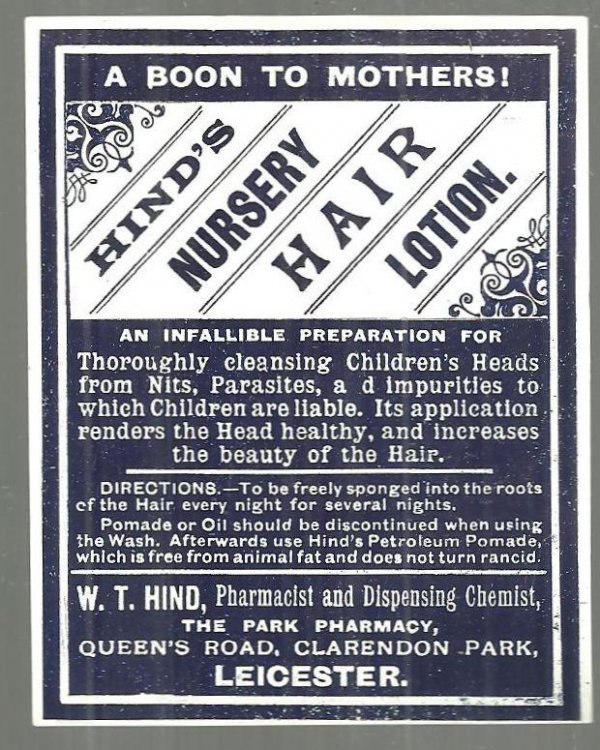 HIND'S NURSERY HAIR LOTION LABEL