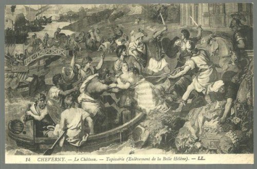 POSTCARD OF CHEVERNY, LE CHATEAU, TAPISSERIE, ENLEVEMENT DE LA BELLE HELENE