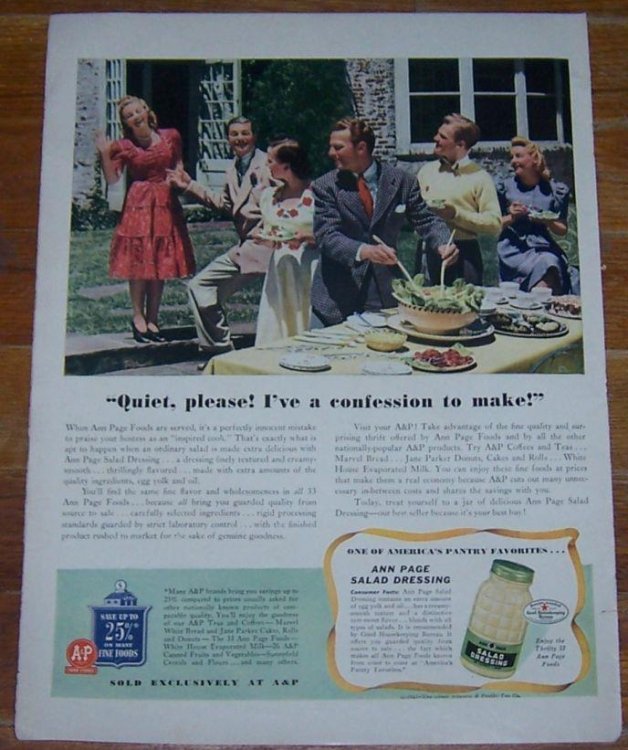 1941 ANN PAGE SALAD DRESSING LIFE MAGAZINE COLOR ADVERTISEMENT