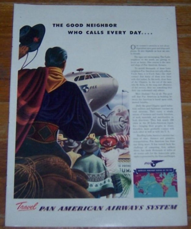 1941 PAN AMERICAN AIRWAYS WORLD WAR II LIFE MAGAZINE COLOR ADVERTISEMENT