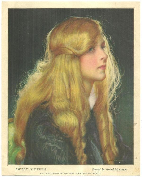 VINTAGE PICTURE SWEET SIXTEEN, PAINTED BY ARNOLD MOUNTFORT Art Supplement of the New York Sunday World