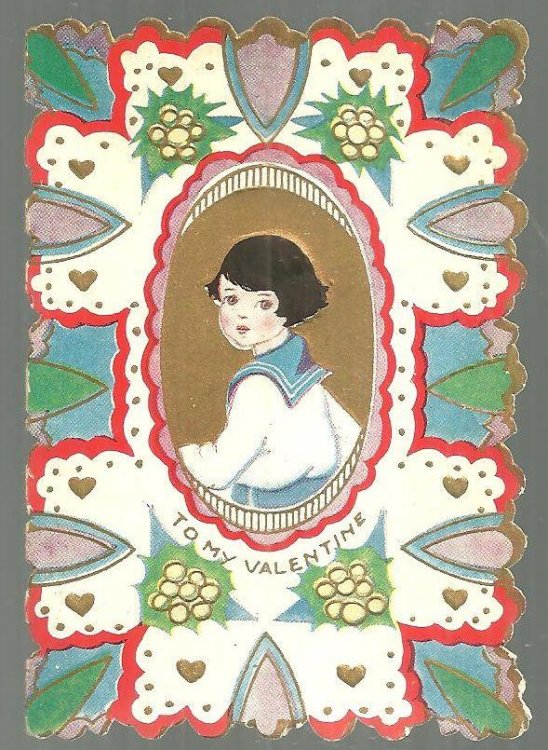 VINTAGE VALENTINE CARD WITH BOY IN SAILOR SUIT