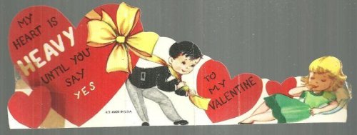 VINTAGE VALENTINE WITH BOY AND GIRL AND HEAVY HEART