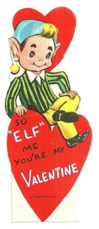 VINTAGE VALENTINE CARD WITH ELF