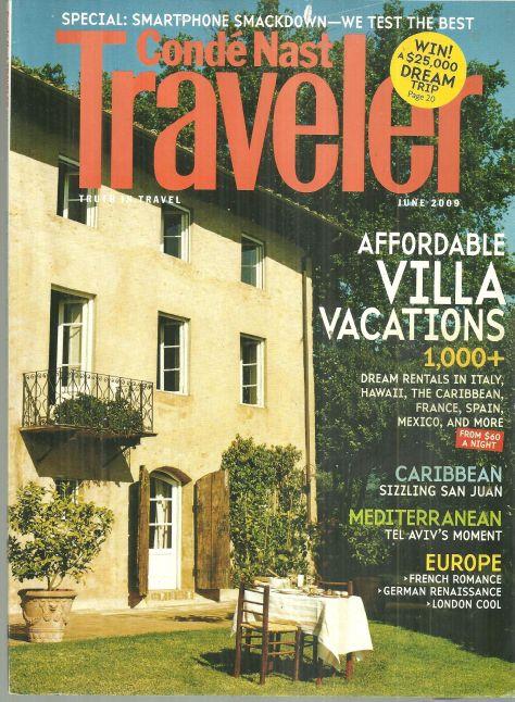 CONDE NAST TRAVELER MAGAZINE JUNE 2009