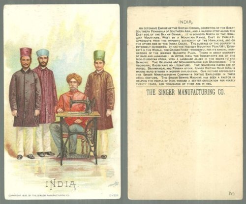 VICTORIAN TRADE CARD FOR SINGER SEWING MACHINE WITH INDIA
