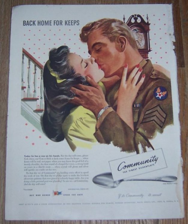 1943 WORLD WAR II COMMUNITY SILVERPLATE MAGAZINE ADVERTISEMENT
