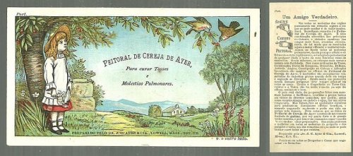 VICTORIAN TRADE CARD FOR AYER'S CHERRY PECTORAL WITH YOUNG GIRL