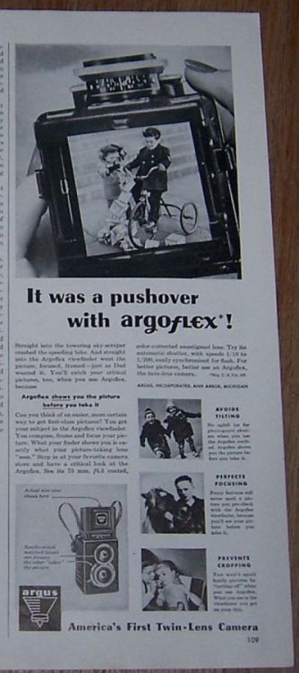 1947 ARGUS CAMERA MAGAZINE ADVERTISEMENT