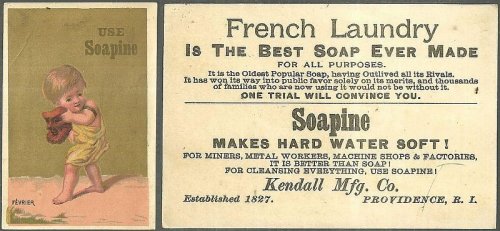 VICTORIAN TRADE CARD FOR SOAPINE WITH BOY WITH MASK, FEVRIER