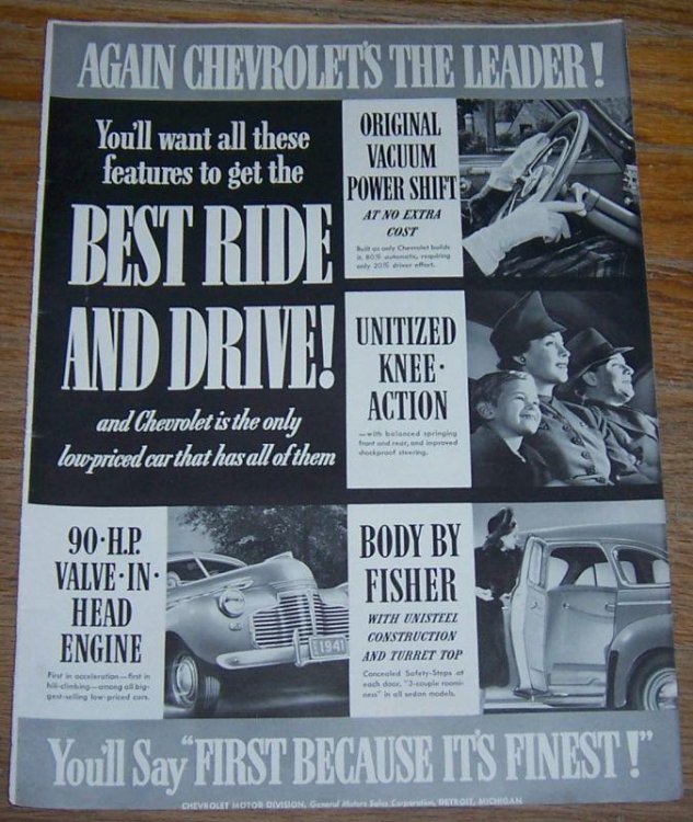 1941 CHEVROLET'S THE LEADER LIFE MAGAZINE ADVERTISEMENT