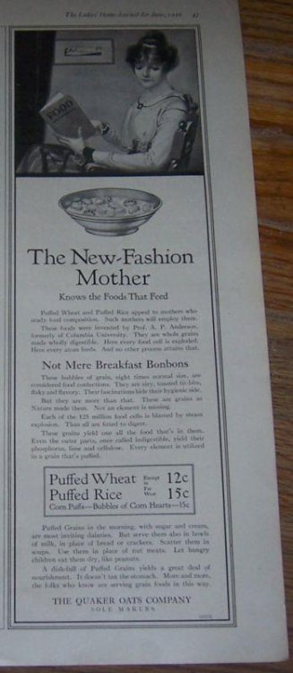 1916 LADIES HOME JOURNAL THE NEW FASHION MOTHER QUAKER OATS MAGAZINE ADVERTISEMENT