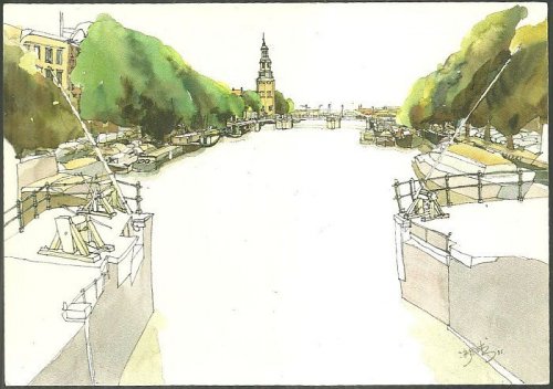 CHIN SHEE KHEW POSTCARD OF AMSTERDAM CANAL