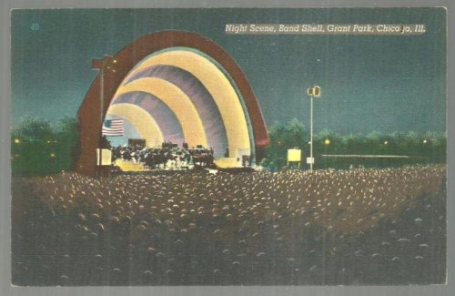 NIGHT SCENE, BAND SHELL, GRANT PARK, CHICAGO, ILLINOIS