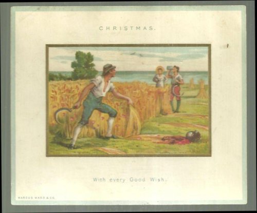 VICTORIAN CHRISTMAS CARD WITH WHEAT HARVEST