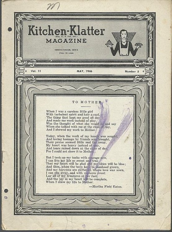 KITCHEN KLATTER MAGAZINE MAY 1946