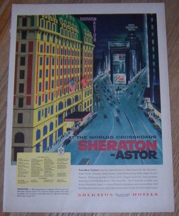 1956 SHERATON HOTELS LIFE MAGAZINE COLOR ADVERTISEMENT