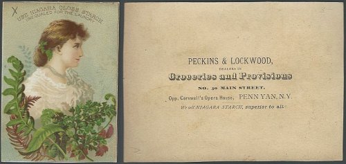 VICTORIAN TRADE CARD FOR NIAGARA GLOSS STARCH WITH LOVELY LADY