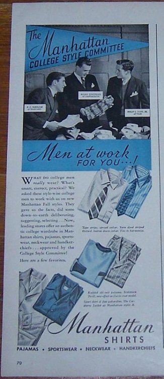 1941 MANHATTAN SHIRTS MAGAZINE ADVERTISEMENT