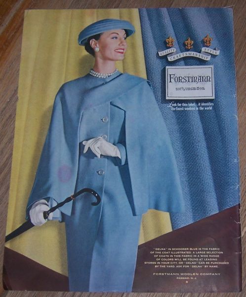 1956 FORSTMANN VIRGIN WOOL LIFE MAGAZINE COLOR ADVERTISEMENT