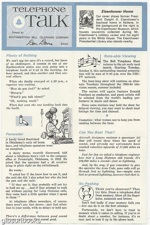 TELEPHONE TALK BROCHURE FROM SOUTHWESTERN BELL TELEPHONE COMPANY