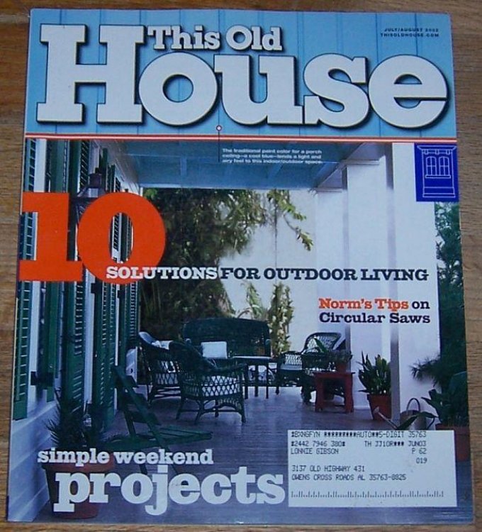 THIS OLD HOUSE MAGAZINE JULY/AUGUST 2002