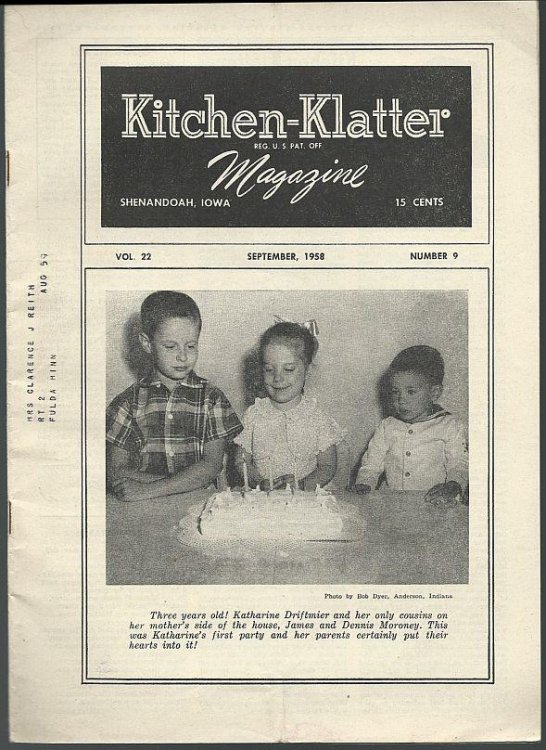 KITCHEN KLATTER MAGAZINE SEPTEMBER 1958