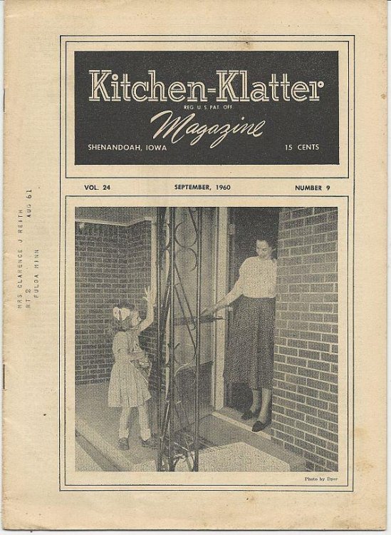 KITCHEN KLATTER MAGAZINE SEPTEMBER 1960